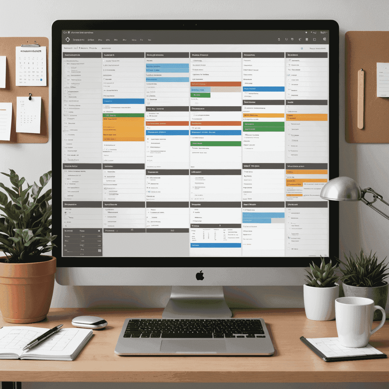 Collage de interfaces de usuario de varias herramientas de gestión de proyectos digitales, mostrando calendarios, tableros Kanban y gráficos de Gantt